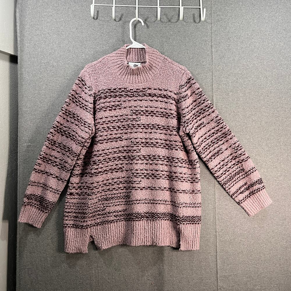 Susan Graver Turtleneck Sweater with Forward Seams Faded Plum Size 1X